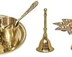 Baal Combo of Pooja Thali Set with Aarti Bell and Panch Aarti Diya for Mandir Pooja and Home Temple