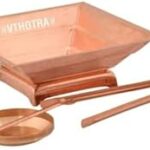 VTHOTRA Agnihotra Kit Set for Yagya, Hawan & Pooja Purpose, Religious & Spiritual Item, Pooja Supplies (Hawan Kund + Aachmani + Plate + Chimta +Stand)