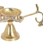 Baal Combo of Brass Decorated Panch Diya with Pooja Ghanti Bell for Worship God in Home and Mandir (Golden)