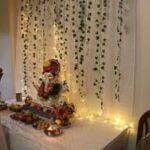 Lazybeee Divine Ganesh Chaturthi Decoration Kit: Elevate Your Home With Aesthetic Decor With Led Backdrop Net And Artificial Plant Vines For Ganesh Diwali Any Festival Decor, Multicolor