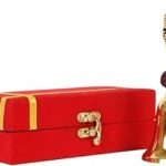 AC ANAND CRAFTS Brass Rudraksha Pooja Bell with Red Velvet Box - Aarti Ghanti for Home, Office, Temple & Spiritual Rituals, Decorative Puja Mandir Bell for Worship and Ceremonies (Gold)