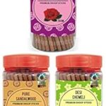 Parag Fragrances 3 in 1 Dhoop Sticks Pure Sandalwood, Kashmiri Gulab & Desi Chemeli 330 Gram Shriyantra Series/Dhoop Sticks for Pooja/Double Fragrance Dhoop Sticks (चंदन / गुलाब / चमेली) Set-1