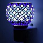 SHREE HANS CREATION Ceramic Kapur Dani Electrical Camphor Diffuser Home Fragrance Aroma Glass Kapoor Dani Night Lamp (Pcs-1 Blue Leaf)