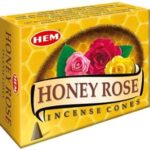 HEM Honey Rose Fragrance Incense Cones | Agarbatti for Home Freshness, Positive Energy & Yoga Meditation | Pooja Item for Home | Burning Time - 25-30 Minutes |120 Cones (Handcrafted & Low Smoke)