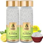 The Aroma Factory Pure Camphor Tablets, Lemon, Zero Residue Kapoor with Fragrance for Pooja, Aarti Kapur | Bottle Pack of 2 x 80gm