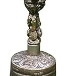 NIM Pure Bronze Kansa Metal Style Bell with Om Maani Mantra Text Highlighted 4 inches Height Peacefull Sound Vintage Look Religious Pooja Bell