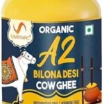 Umanac Organic A2 Bilona Ghee- 500Ml | Pure Desi Cow Ghee | 100% Organic A2 Desi Ghee | Grassfed | Traditional Bilona Method | Premium - No Artificial Additives | Certified & Tested