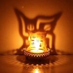 IINDIGOCREATIVES Shubh Swastika Diwali Puja Decoration Diya Tea Light Shadow Lamp