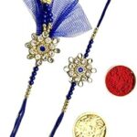 Akshat Enterprise Bhaiya, Bhabhi Rakhi With Roli Chawal (Blue)