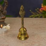 KUHA Brass Artifacts Large Brass Hand Bell Vintage Brass Hand ghanti for Pooja Room (Small, 1)