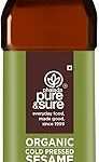 Pure & Sure Organic Cold Pressed Sesame Oil 1Ltr (Til ka Tel) | 100% Natural Kolhu/Kacchi Ghani/Chekku | Pure Cold Pressed Edible Oil | No Additives & Chemical Free