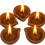 Eco-Friendly Panchagavya Vilakku: (20 Lamps + 2 Burner Plates + 20 Cotton Wicks - Packed in Multipurpose Plastic Container )