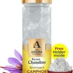 The Aroma Factory Pure Bhimseni Camphor, Kesar Chandan, Zero Residue Kapoor with Fragrance for Pooja, Aarti Kapur | Bottle Pack of 1 x 80gm