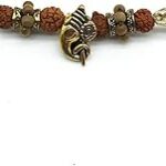 Digital Dress Room Ganesh Chaturthi Rakhi Mauli Kalawa Puja Accessories Gold Plated Ganesh Ji Ganpati Bappa Rudraksha Damru Tulsi Beads White Thread Band Bracelet/Pooja Moli/Raksha Sutra for Men