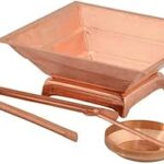 Aditya Shopping Copper Agnihotra Kit Sets, Hawan Kund Sets with Aachmani Spoon, Small Plate & Chimta for Yagya, Hawan & Pooja Purpose, Religious & Spiritual Item, Pooja Supplies