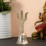 Hitika Devotional Symbol Brass Pooja Bell l Bell Pooja Room l Trishul Symbol l Ghanti for Pooja l Pooja Bell l Hand Bell 5" Height