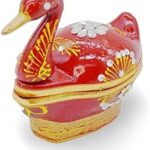 santarms Duck Shape Meenakari Kumkum Box | Tika Chopra with Roli Chawal Tilak Stick | Akshat Haldi Wooden Chopda for Pooja, Gift & Home Décor (Red) PACK OF 1