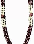 Big Tulsi Mala Artificial Traditional Rudraksha and Pearl Mala Garland, 50 cm, Maroon and White, Religious Prayer Beads