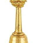 Balaji Decor Handcrafted Pure Brass Puja Bell with Kuber Sitting Handle for Temple Brass Pooja Bell 11 cm (Brass, Golden)