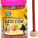 NRSON® Desi Cow Dung Premium Fragrance Incense Sticks with Stand Holder Dhup Batti Sticks for Pooja Havan Fragrance & Mediation Use Charcoal Free Pollution Free (Aprox 100 Gm[Pack of 1]