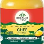 A TATA Product - Organic India Pure Cow Ghee, 500ml, Lab Tested on 600+ Parameters, Certified Organic, Glass Bottle, Sourced from Organically Fed Cows, Authentic Taste, Rich in Healthy Fat