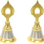 Vrindavanstore.in Traditional Brass Shankha Chakra Bells 3 Inch (Ghanti) ? Set of 2 | Handcrafted Pooja Bells for Temple & Home Decor | Spiritual Gift for Festivals