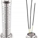 KIRINVEDA Stainless Steel Agarbatti Stand | Incense Stick Stand Holder with Ash Catcher & Dhoop Holder on Top for Home, Office & Temple | (Silver,1 Stands)