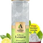 The Aroma Factory Pure Bhimseni Camphor, Citrus Lemon, Zero Residue Kapoor with Fragrance for Pooja, Aarti Kapur | Bottle Pack of 1 x 80gm