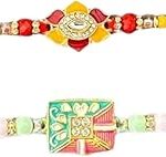 ManWaran Flower Meenakari rakhi | Set of 2| Rakhi combo set for Brother| Roli and Akshat (Combo)