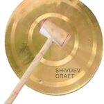 SHIVDEV CRAFT Brass Pooja Bell/gong Bell Ghadiyal ghanta jhalar Bell/pital ghanti for puja mandir, aarti Home Temple School Institute with Stick (Brass, Pack of 1) (1 kg)