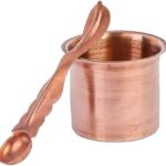 RealCraft; INSPIRING LIFES Pure Copper Pooja Panch Patra with Achmani Pali Spoon Kalash for All Puja Purpose (2 x 2 x 3 Inches, 150 ML)