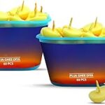 N NUPAL Ghee Diya with Batti, Traditional Wax-Free Cotton Wicks for Puja, Religious Rituals, Festivals (Yellow, Ghee Wicks 60 N (Pack of 2))
