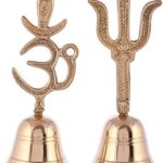 AC ANAND CRAFTS Brass Om & Trishul Symbol Pooja Bell- Puja Handbell- Home and Temple Prayer Bell Musical Instruments for Puja and Gift Mandir Ghanti (Combo Pack of OM & Trishul)