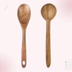 WOOD CREATIONS HOME Large Wooden Spoons for Cooking Spatula Mixing Serving Spoon Best Wood Cooking Spoon Non Stick Kitchen Utensil Long Handle Spoons Big Kitchen Stirring Spoon (Set of 2).