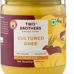 Two Brothers Organic Farms A2 Ghee (500 ml) |Free-grazed, Grass-fed Desi Gir Cows | Traditional Bilona Method | Pure, Natural and Healthy Ghee | Farm-Made A2 Cow Ghee with Probiotics for Gut Health