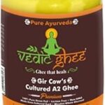 Vedic Ghee Premium A2 Gir Cow Cultured Desi Ghee from Kesariya Farm | Vedic Bilona Two Way Churned | Indian Gir Cow Ghee, Pure A2 Ghee, Natural & Healthy, Non-GMO | Lab Certified (1L)