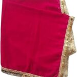 BDS Creations Velvet Embroidered Chowki Cover Pooja Assan/Temple Cloth for God Mandir/Temple for Navratri, Diwali,Marriages and Various Puja Rituals 20×20 inches (Pack of 2) (Pink)