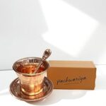 PACHWARIYA Pure Copper Panchapatra Udharini Set with Anchmani Spoon and Plate
