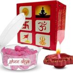 Divya Jyot Diwali Diya & Pure Ghee Wicks| Batti| Diya for Pooja, Wax Free Vegan Ghee Batti/Wicks/Jyot for Dipavali Pooja Aarti (1 Diya & Wicks 40Pcs+) Assorted Color & Fragrance