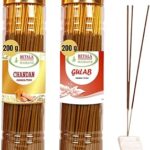 Betala Fragrance Agarbatti for Pooja Combo of Chandan & Gulab, 2 Bottles of 200 gm Packing with Incense Sticks Holder (Chandan & Gulab)