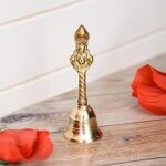 Kuber Industries Garud Ghanti | Brass Pooja Bell with Garun Sitting On Top | Ghanti for Pooja Mandir | Garun Ghanti for Home-office Temple | Hand Bell for Prayer Temple | Golden