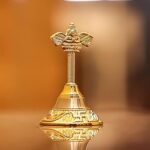 Voidrop Gold Polish Pooja Bell Garuda Ghanti, Hand Bell (Height- 4 Inch).Brass Puja Bell, Pooja Ghanti,Prayer Bell,