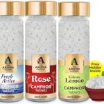 The Aroma Factory Pure Camphor Tablets, Fresh Active, Rose & Citrus Lemon, Zero Residue Kapoor with Fragrance for Pooja, Aarti Kapur | Bottle Pack of 3 x 80gm