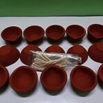 M15 Clay Traditional Terracotta Color Handmade Clay Mitti ka Diya Deepak Oil ghee lamp Diwali Deepawali aarti Navratri Puja Dussehra Pooja chhath puja Set of 15, 5 ×5×2.5 cm, red 15 (Diwalimodel 2)
