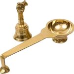 SHIVHOMEWORLD Brass PoojaDoop Arthi and Bell, Set of 2,