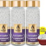 The Aroma Factory Pure Camphor Tablets, Lavender, Zero Residue Kapoor with Fragrance for Pooja, Aarti Kapur | Bottle Pack of 3 x 80gm