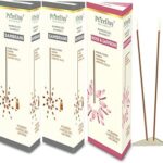 PureDay Bambooless Agarbatti | 200 Dhoop Sticks | Pack of 3 | Sambrani - 160 Sticks & Rose & Saffron - 40 Sticks | No Bamboo, No Charcoal, Lasting Aroma | Free Ceramic Stand