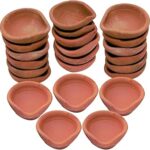 CROWTALE Handmade Natural Clay Diya for Diwali | Traditional Homemade Diyas Tealight | Indian Oil Lamp | Ganesh Chaturthi Decoration | Terracotta Diyas | Diwali Rakhi Gifts (10 Diya + Cotton)