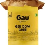 Gau Organics Gir Cow Ghee, Pure and Natural, Hand Made Curd Churned Desi Ghee, Gluten Free Cow Ghee, No Preservatives and Chemical-Free Ghee Helps To Boost Immunity (1 Litre)