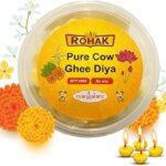 MANGALAM Rohak Pure Cow Ghee Diya - Pack Of 1-100 Pieces Diya Batti For Puja, Festivals & Other Religious Ritual 100% Wax Free | Readymade Ghee Diya's.